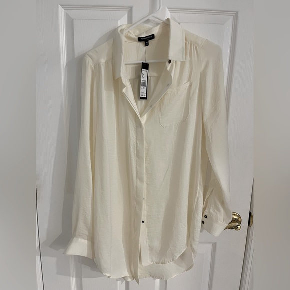 Cream colored Kenneth Cole button up blouse - Picture 1 of 7
